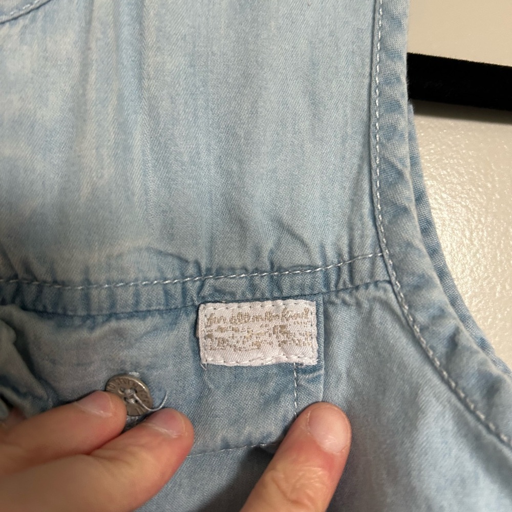 7 For All Mankind Light Blue Denim Sleeveless Romper - Picture 2 of 4